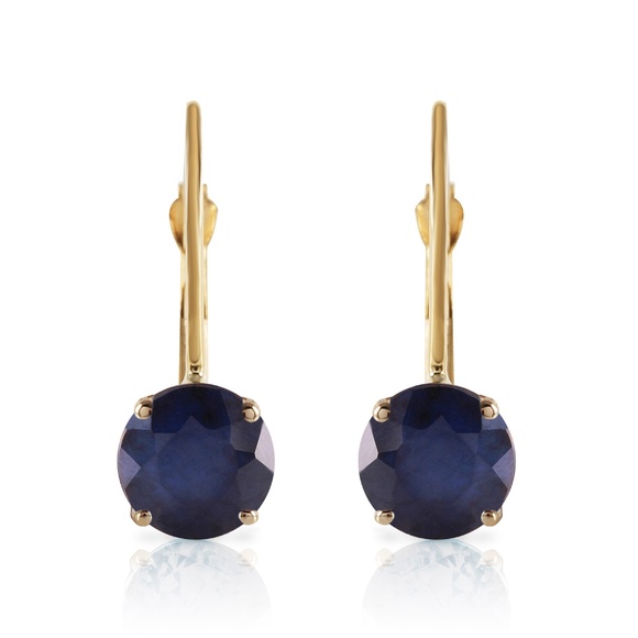 14K. SOLID GOLD LEVERBACK EARRING WITH SAPPHIRES